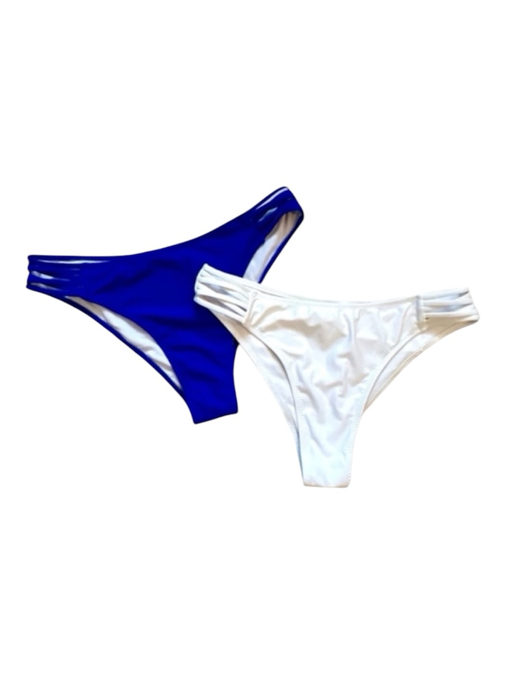 SHEIN Strappy Women’s 2 Pack Blue and White Cheeky Bikini Bottoms Size Large